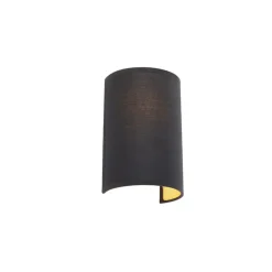 Qazqa wandlampen drum zwart e27
