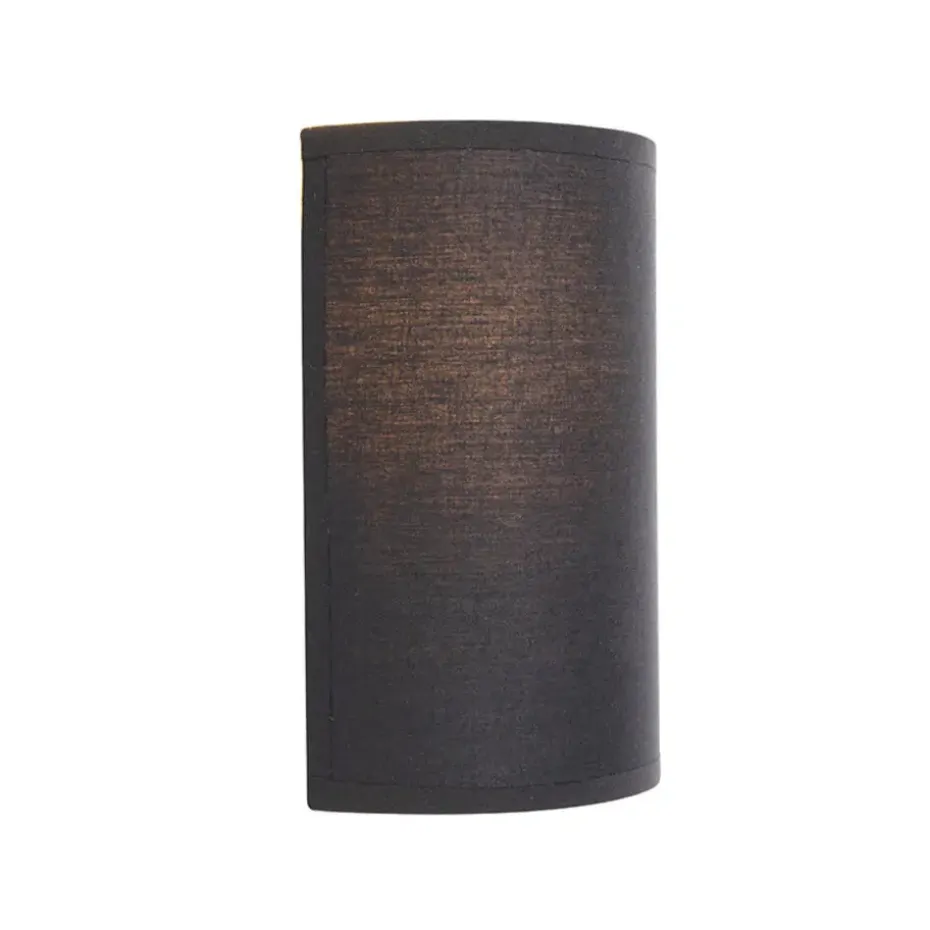 Qazqa wandlampen drum zwart e27