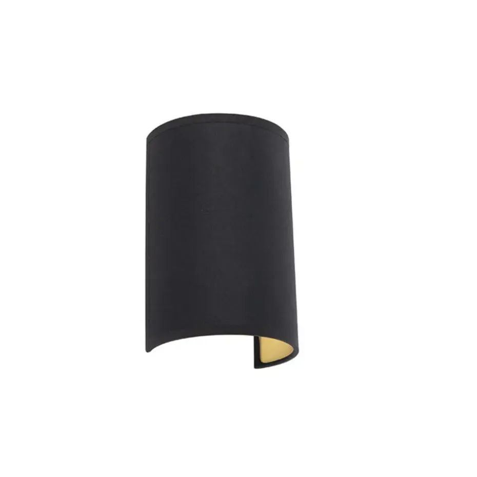 Qazqa wandlampen drum zwart e27