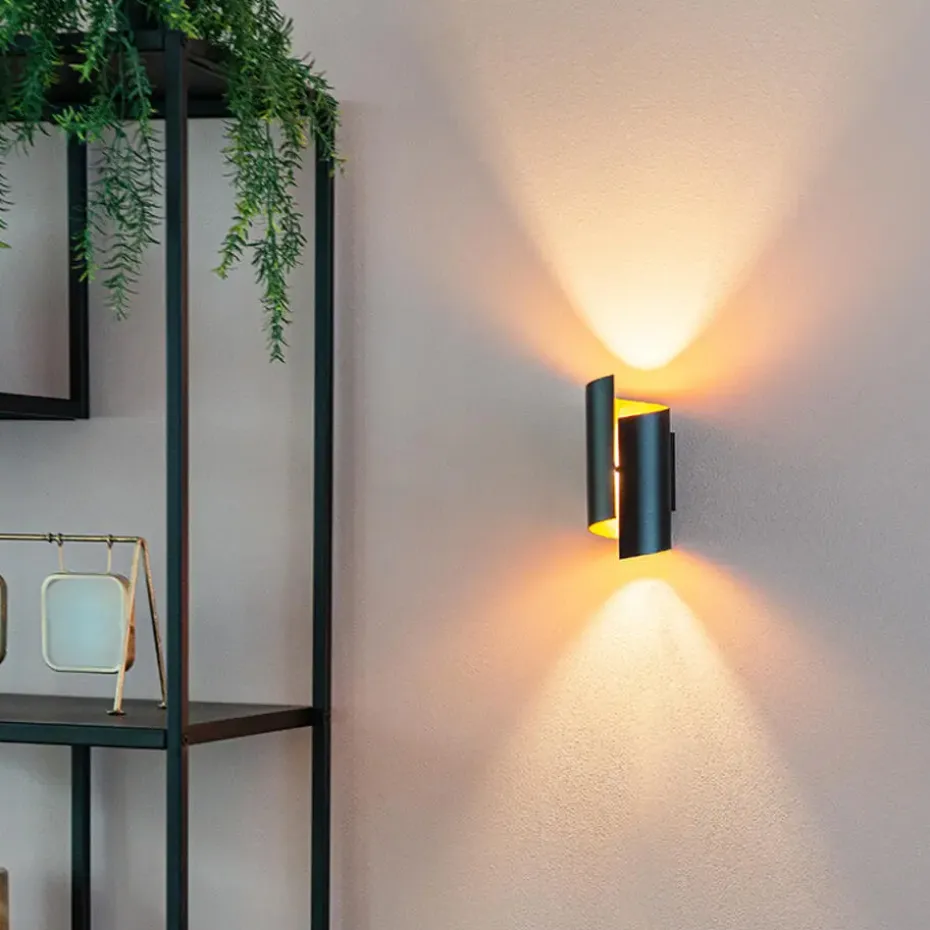 Qazqa wandlampen faldo zwart g9