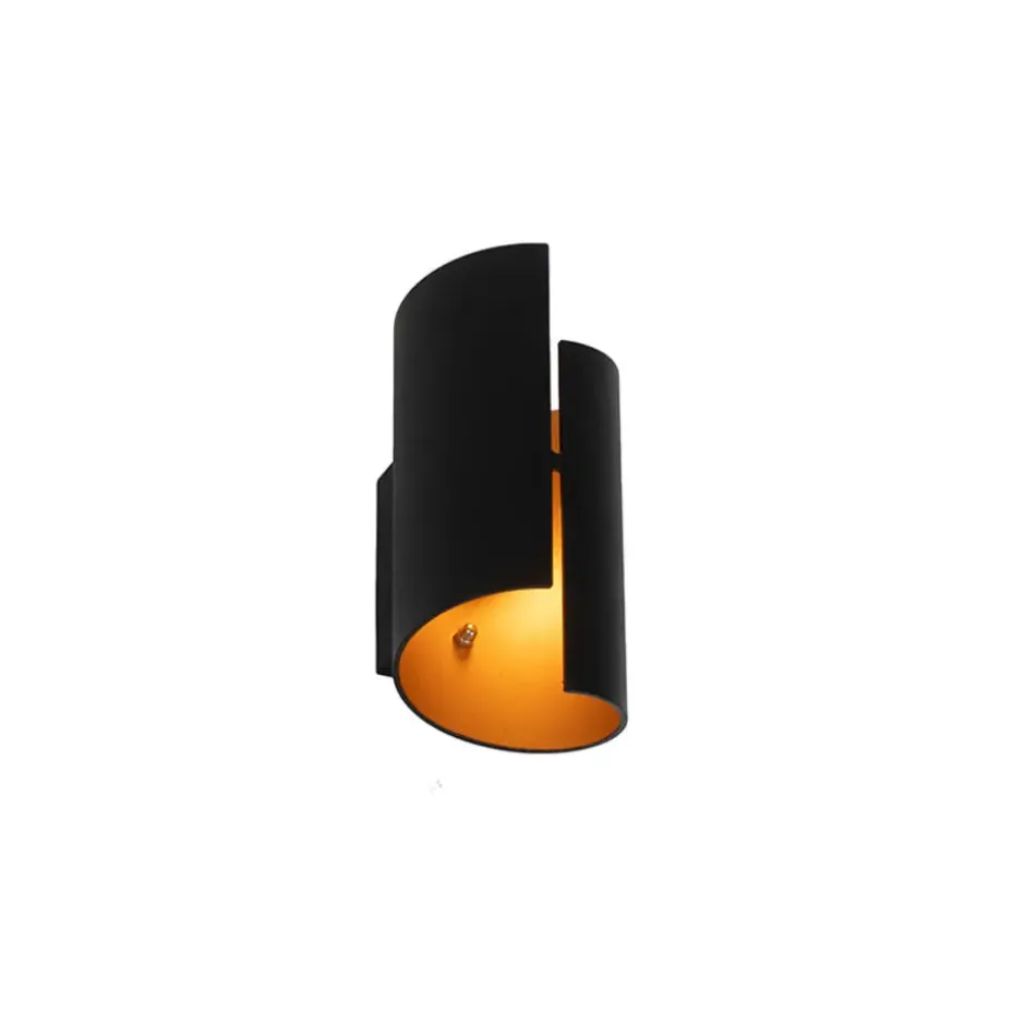 Qazqa wandlampen faldo zwart g9