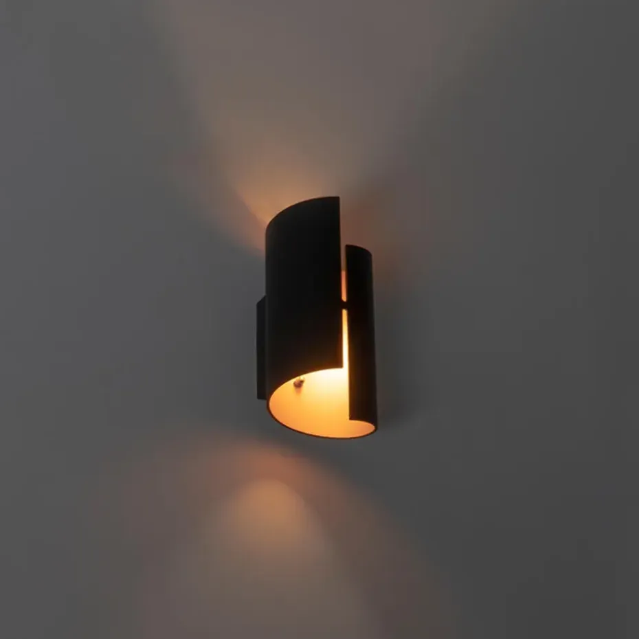 Qazqa wandlampen faldo zwart g9