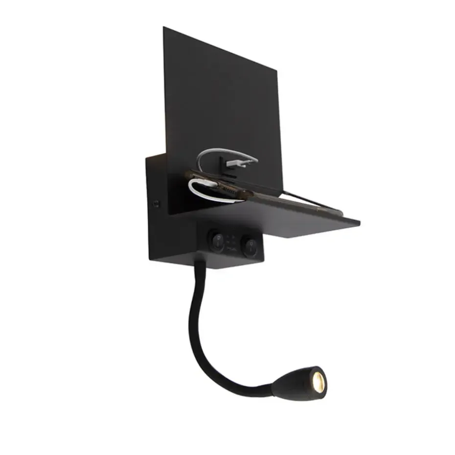 Qazqa wandlampen flero zwart g9