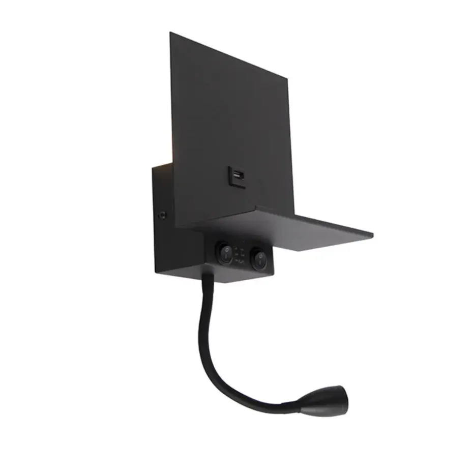 Qazqa wandlampen flero zwart g9