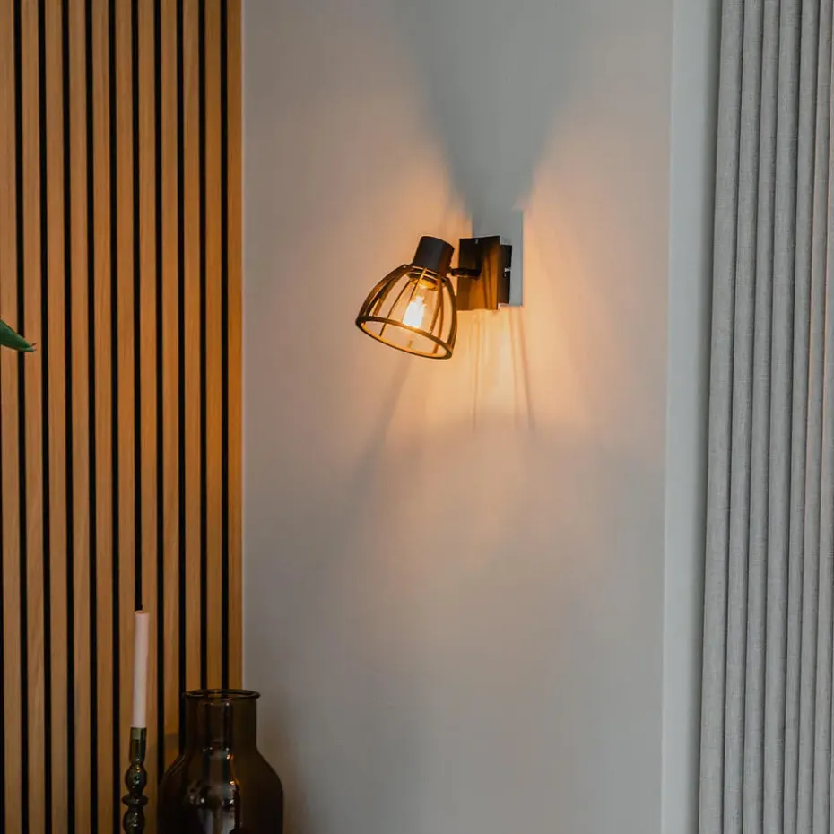 Qazqa wandlampen fotu zwart e27