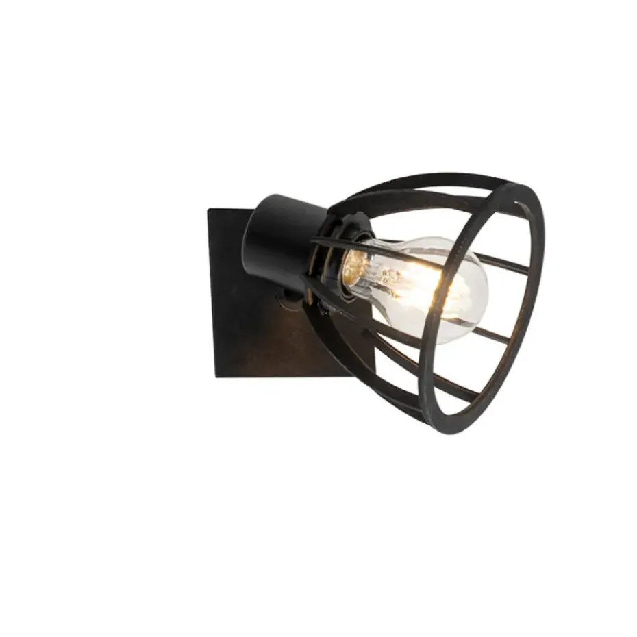 Qazqa wandlampen fotu zwart e27