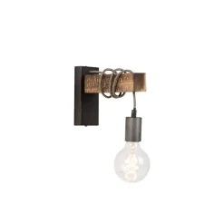 Qazqa wandlampen gallow zwart e27