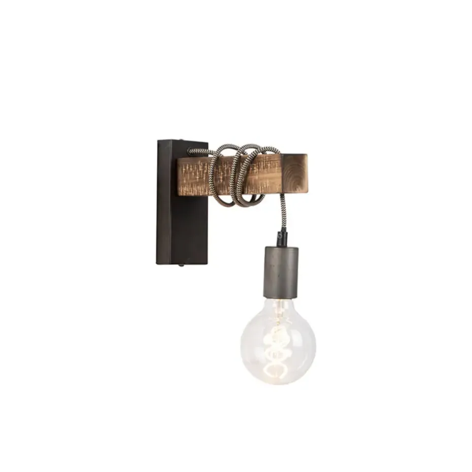 Qazqa wandlampen gallow zwart e27