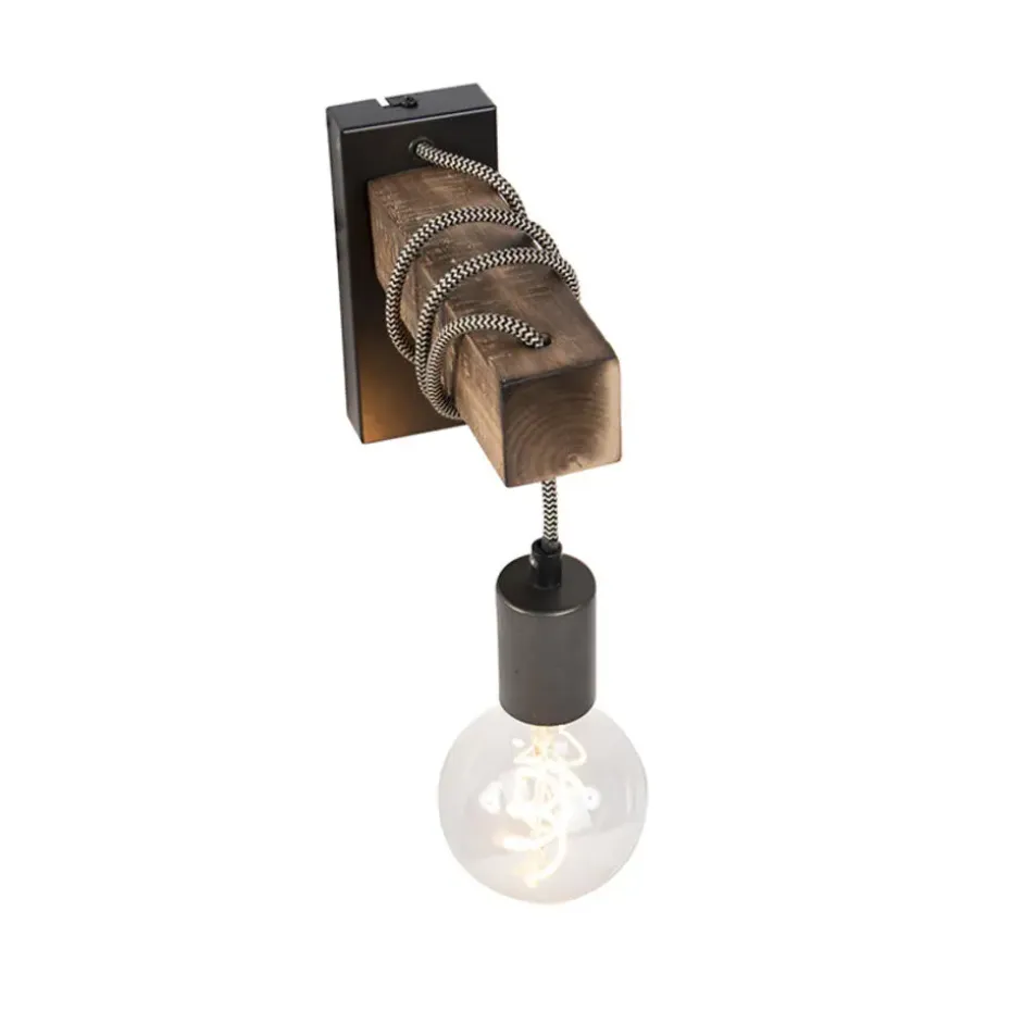 Qazqa wandlampen gallow zwart e27