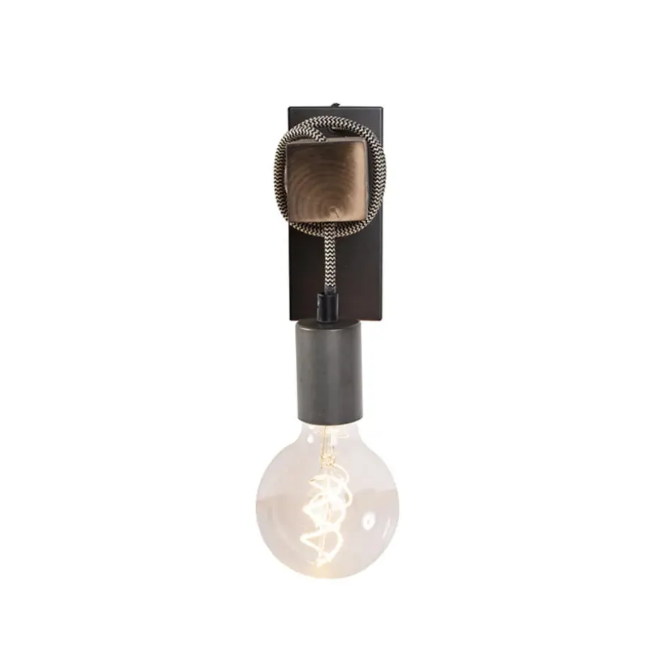Qazqa wandlampen gallow zwart e27