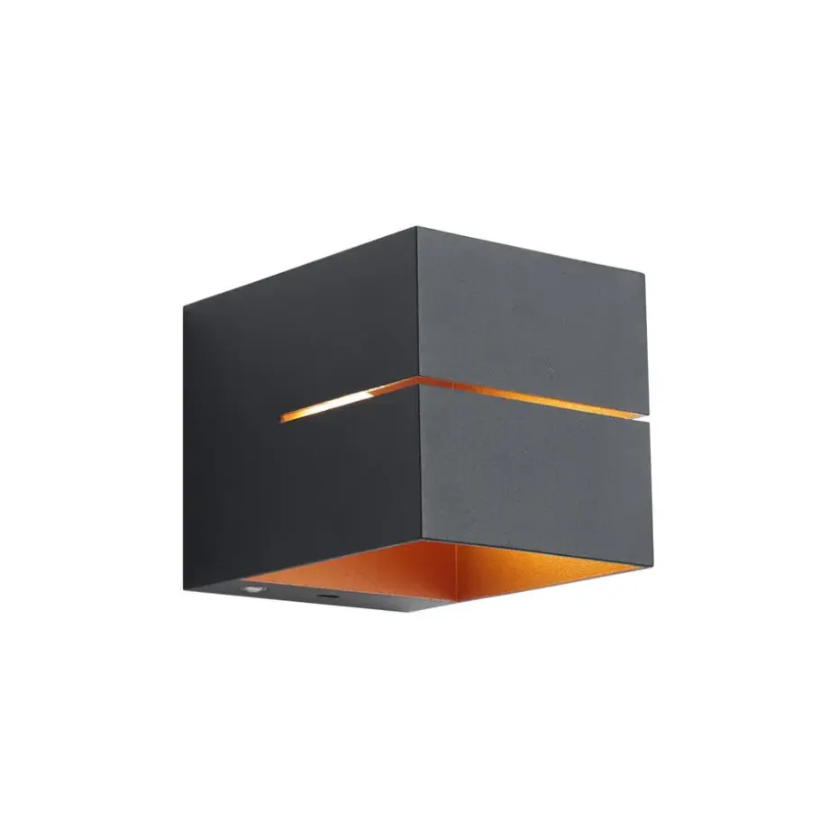 Qazqa wandlampen joris groove zwart geïntegreerde led