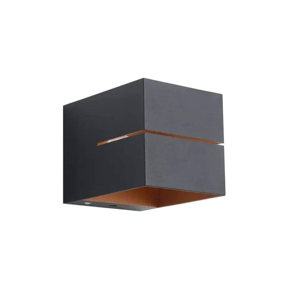 Qazqa wandlampen joris groove zwart geïntegreerde led