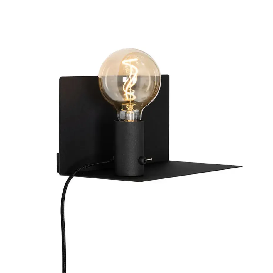 Qazqa wandlampen muro zwart e27