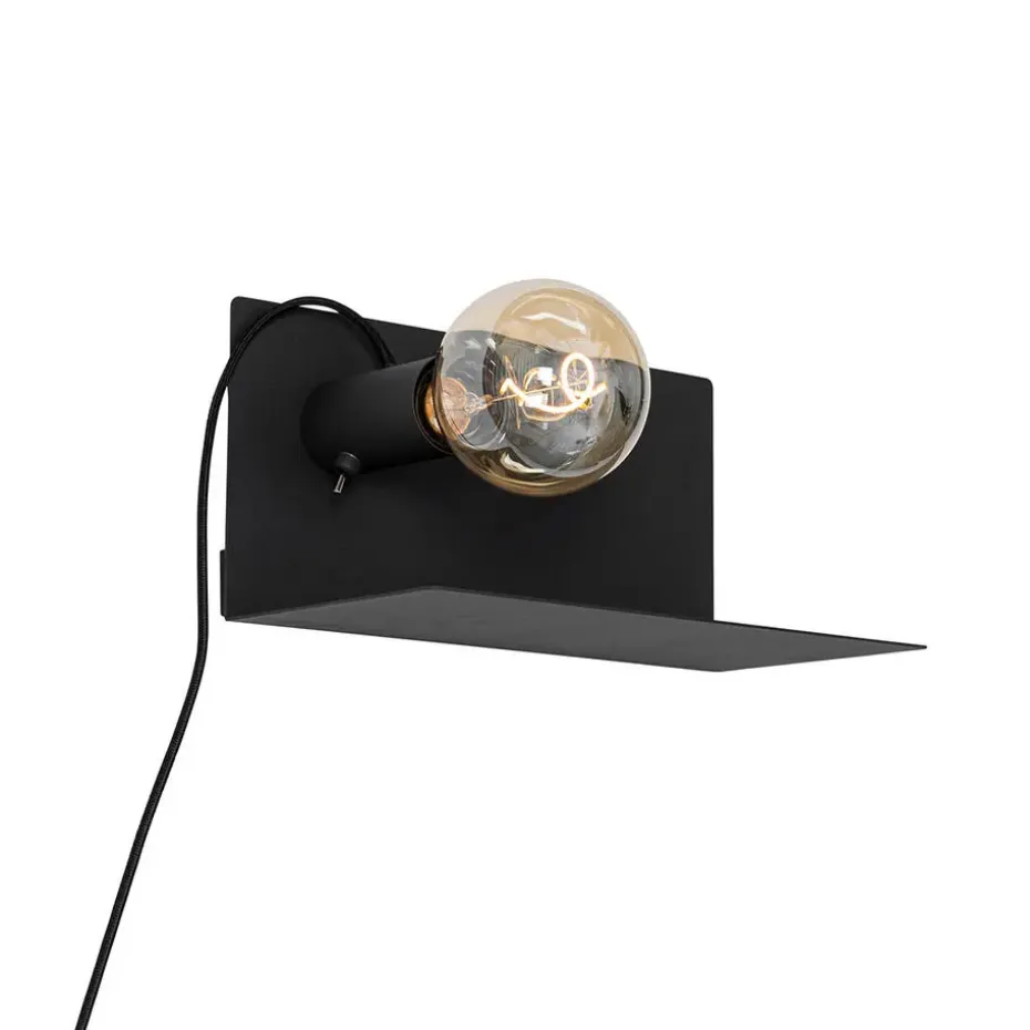 Qazqa wandlampen muro zwart e27