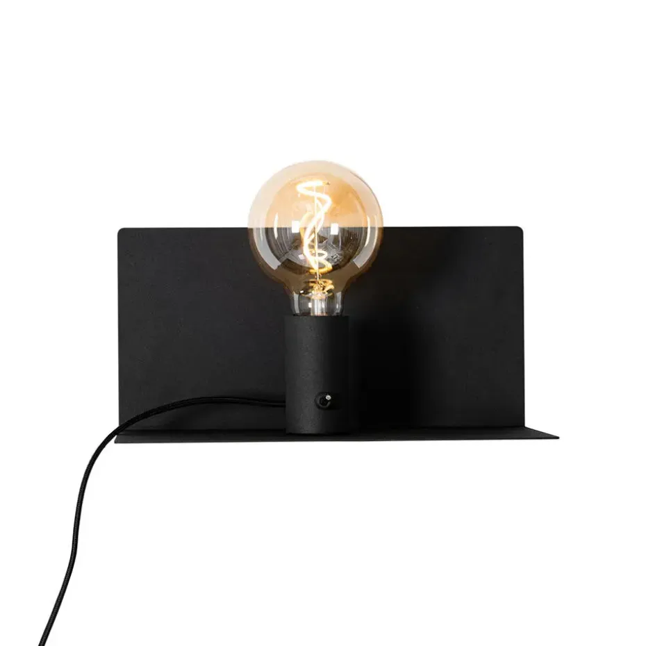 Qazqa wandlampen muro zwart e27