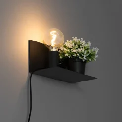 Qazqa wandlampen muro zwart e27
