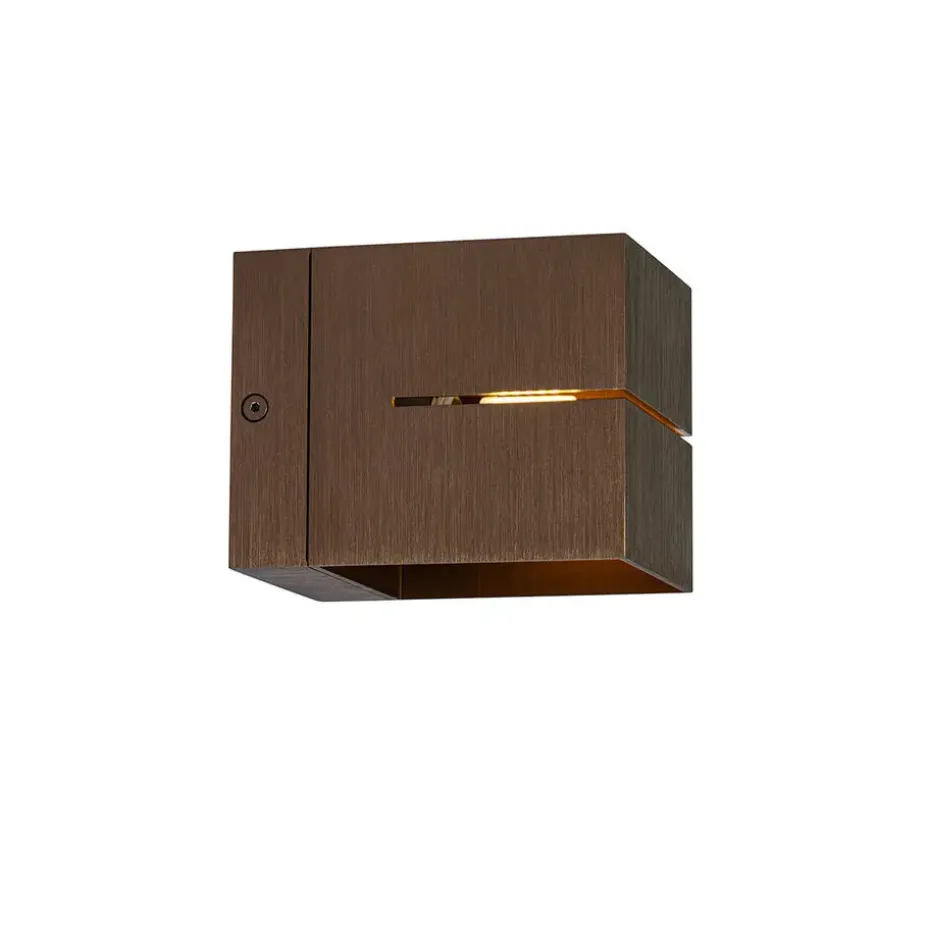 Qazqa wandlampen transfer groove bruin g9