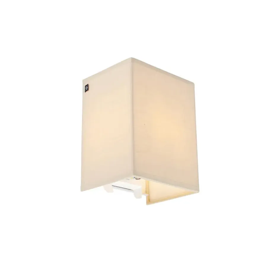 Qazqa wandlampen vete beige e27