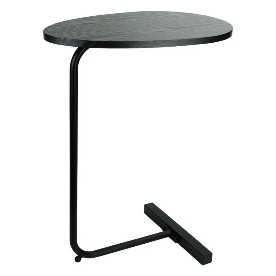 QUVIO Bijzettafel ovaal - 30 x 45 x 60 cm - Zwart