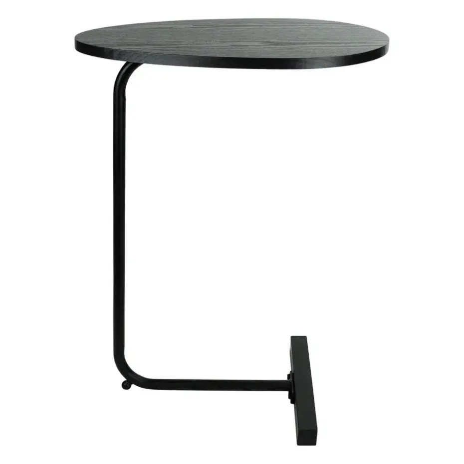 QUVIO Bijzettafel ovaal - 30 x 45 x 60 cm - Zwart
