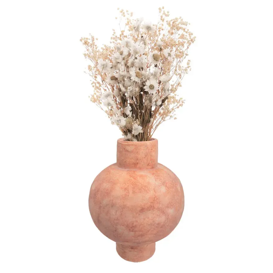 QUVIO Bloemenvaas - Keramiek - Bol - 25 cm - Oranje