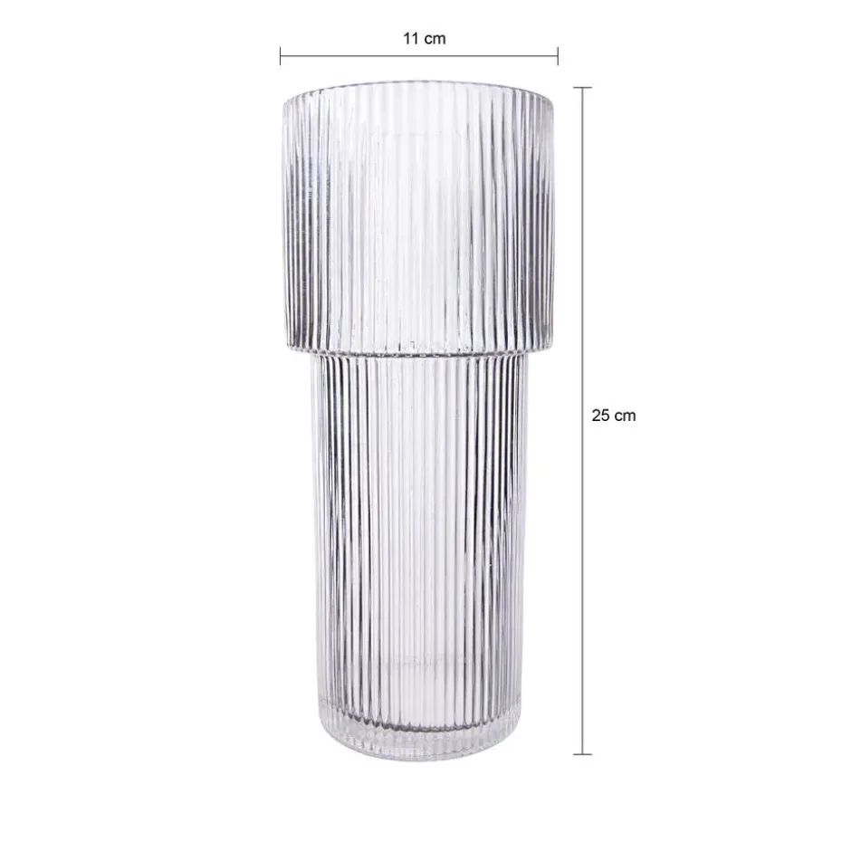 QUVIO Cilinder vaas - Smal - Glas - 24,5 cm - Transparant