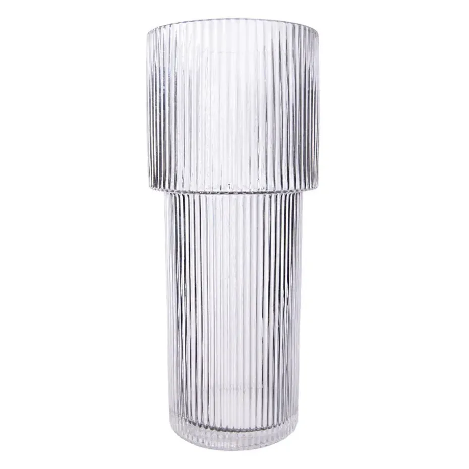 QUVIO Cilinder vaas - Smal - Glas - 24,5 cm - Transparant
