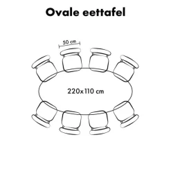 QUVIO Eettafel Sofia – Ovaal – 220x100 cm – Kruispoot - Naturel