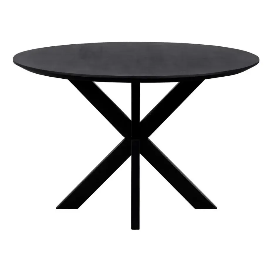 QUVIO Eettafel Sofia – Rond – Ø130 – Kruispoot – Zwart
