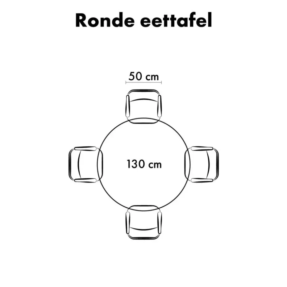 QUVIO Eettafel Sofia – Rond – Ø130 – Kruispoot – Zwart