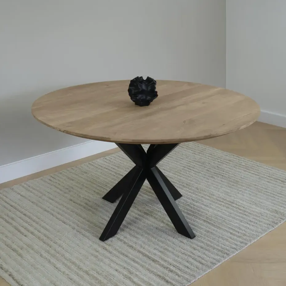QUVIO Eettafel Sofia - Rond - Ø130 - Kruispoot - Naturel