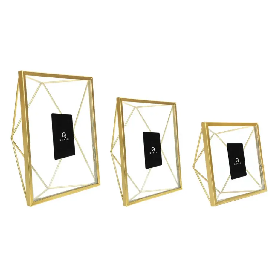 QUVIO Fotolijstje hexagon set van 3 - Goud