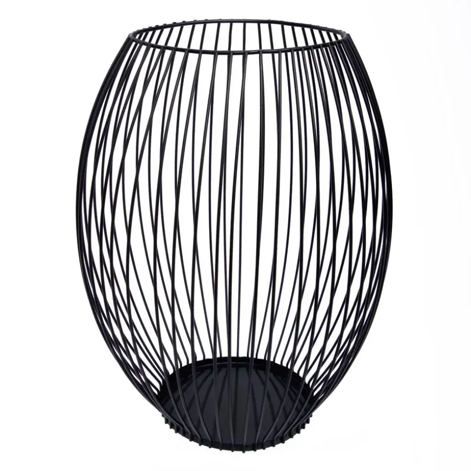 QUVIO Kaarsenhouder met frame - 24 cm - Rond - Metaal - Zwart