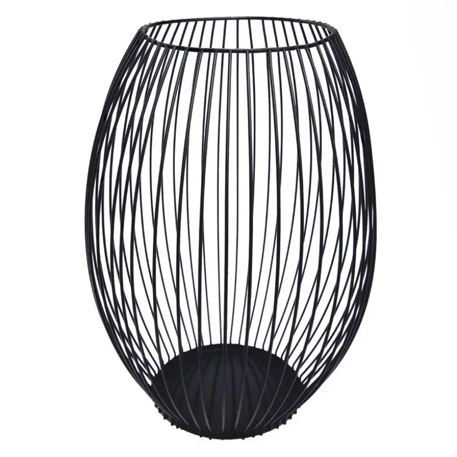QUVIO Kaarsenhouder met frame - 24 cm - Rond - Metaal - Zwart
