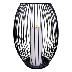 QUVIO Kaarsenhouder met frame - 24 cm - Rond - Metaal - Zwart