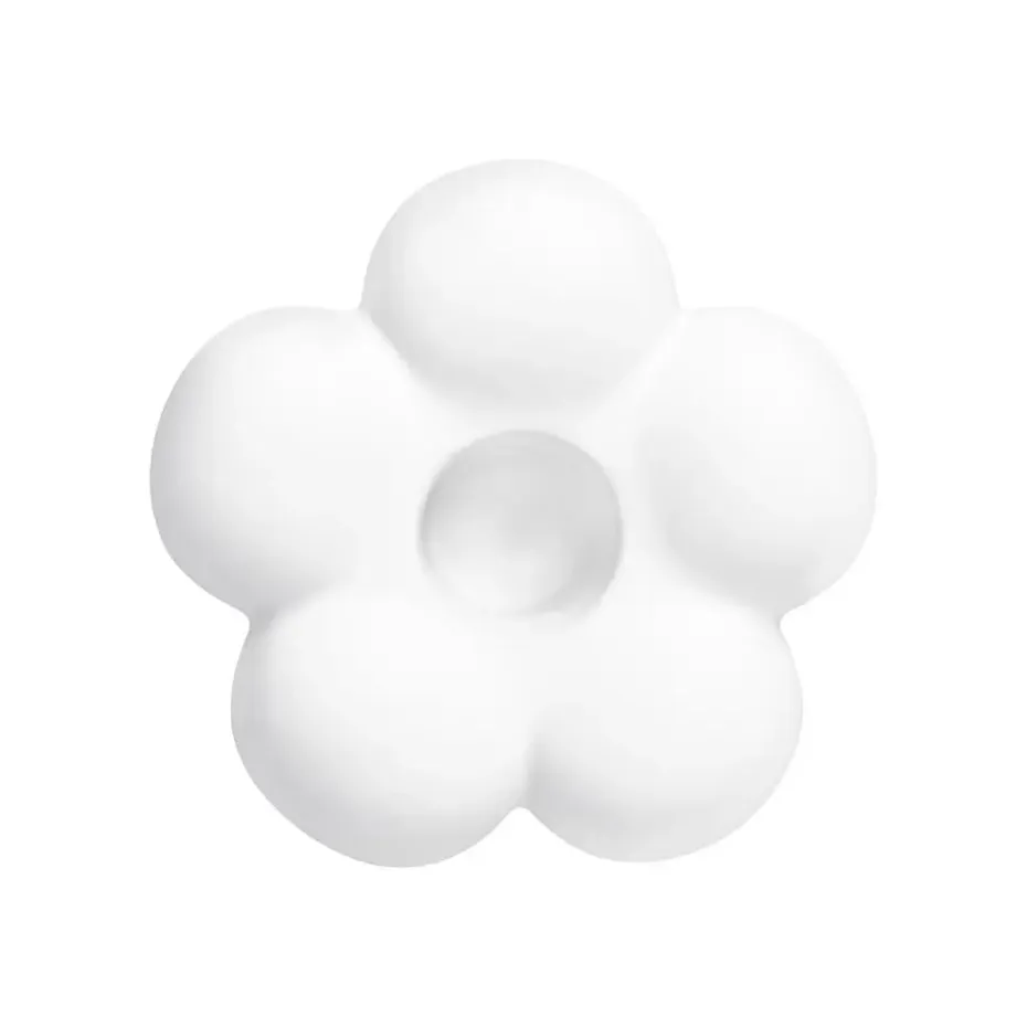QUVIO Kandelaar bloemvorm - Klein - Keramiek - ø8,7 cm - Wit