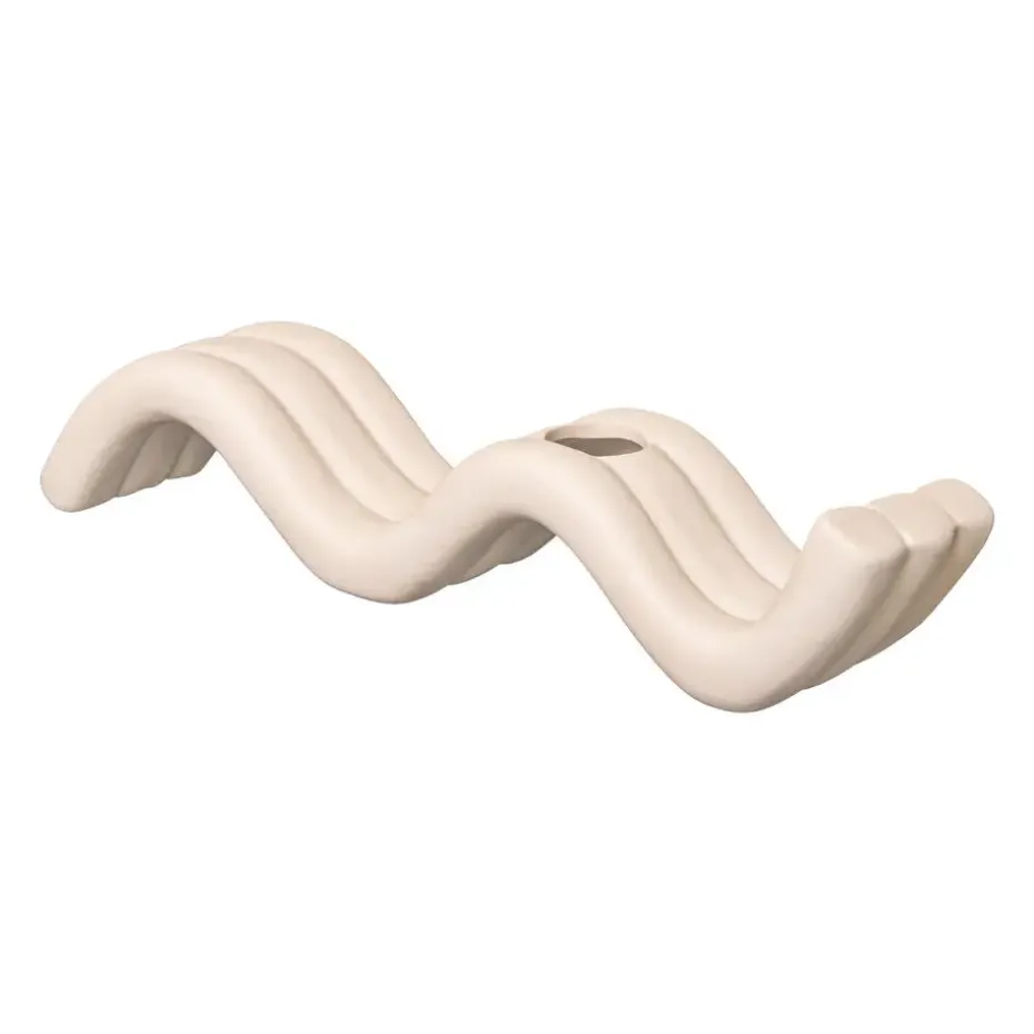 QUVIO Kandelaar golvend - Keramiek - Beige