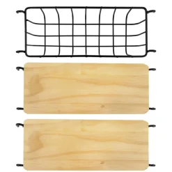 QUVIO Keukenrek wand staal en hout - Zwart en bruin