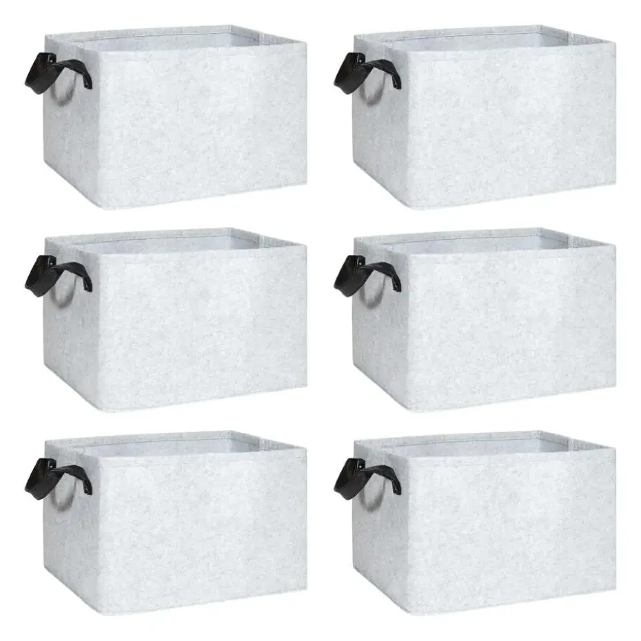 QUVIO Opbergmand Vilt - Grijs - Set van 6
