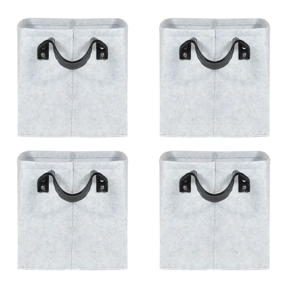 QUVIO Opbergmand Vilt - Grijs - Set van 4