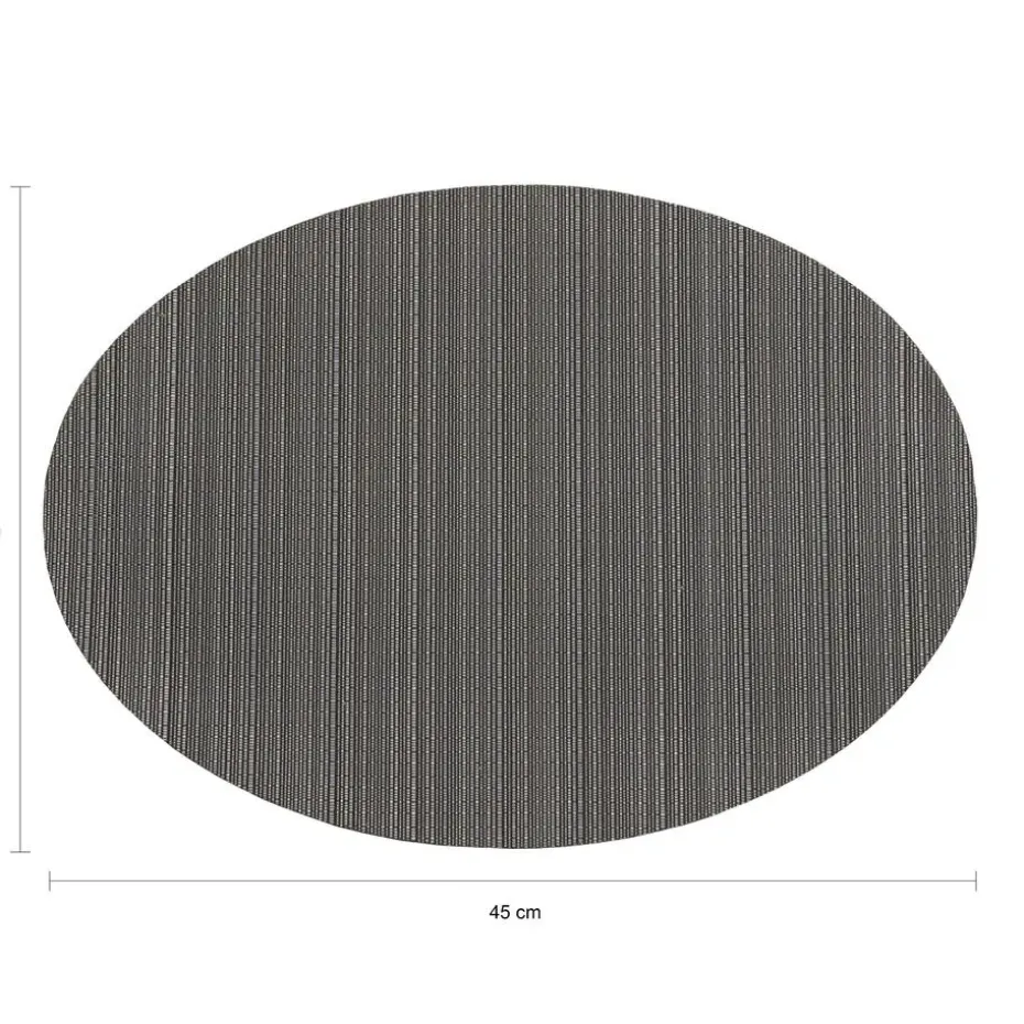 QUVIO Placemat ovaal - 32 x 45 cm - Grijs/bruin - Set van 6