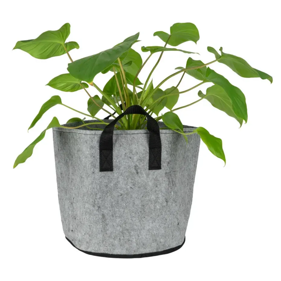 QUVIO Plantenzak - 30 x 25 cm - Vilt - Grijs