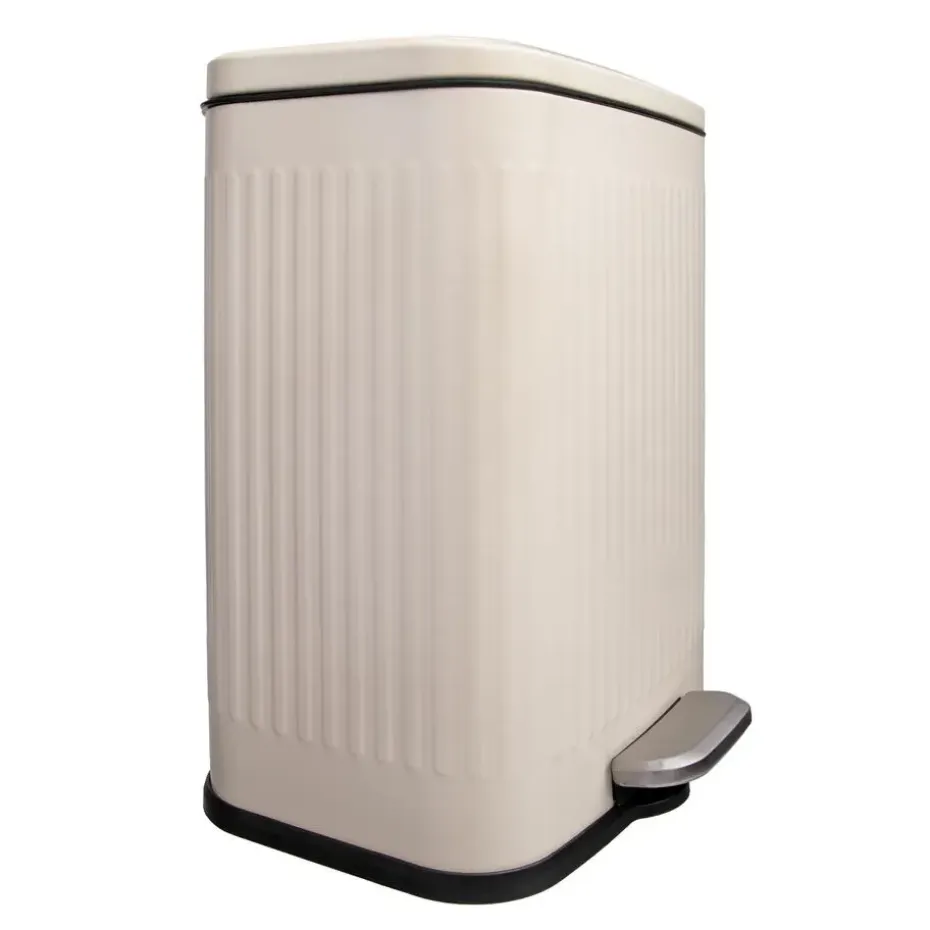 QUVIO Prullenbak 13 L - Rechthoekig afgerond - Metaal - Beige