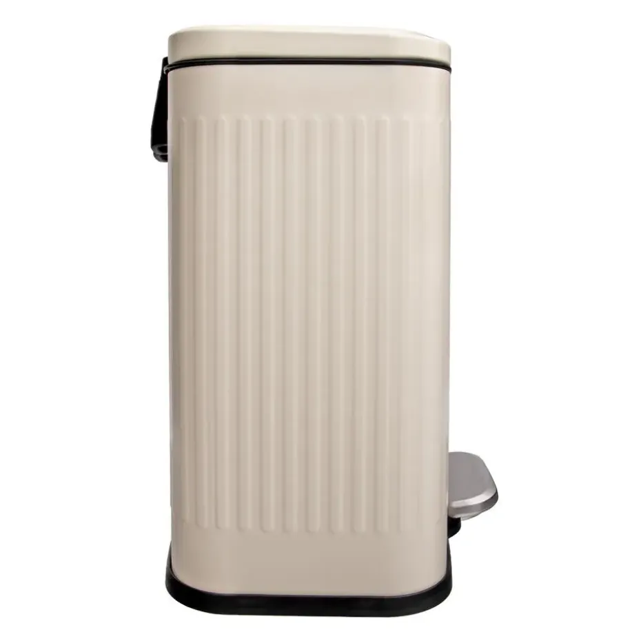 QUVIO Prullenbak 13 L - Rechthoekig afgerond - Metaal - Beige