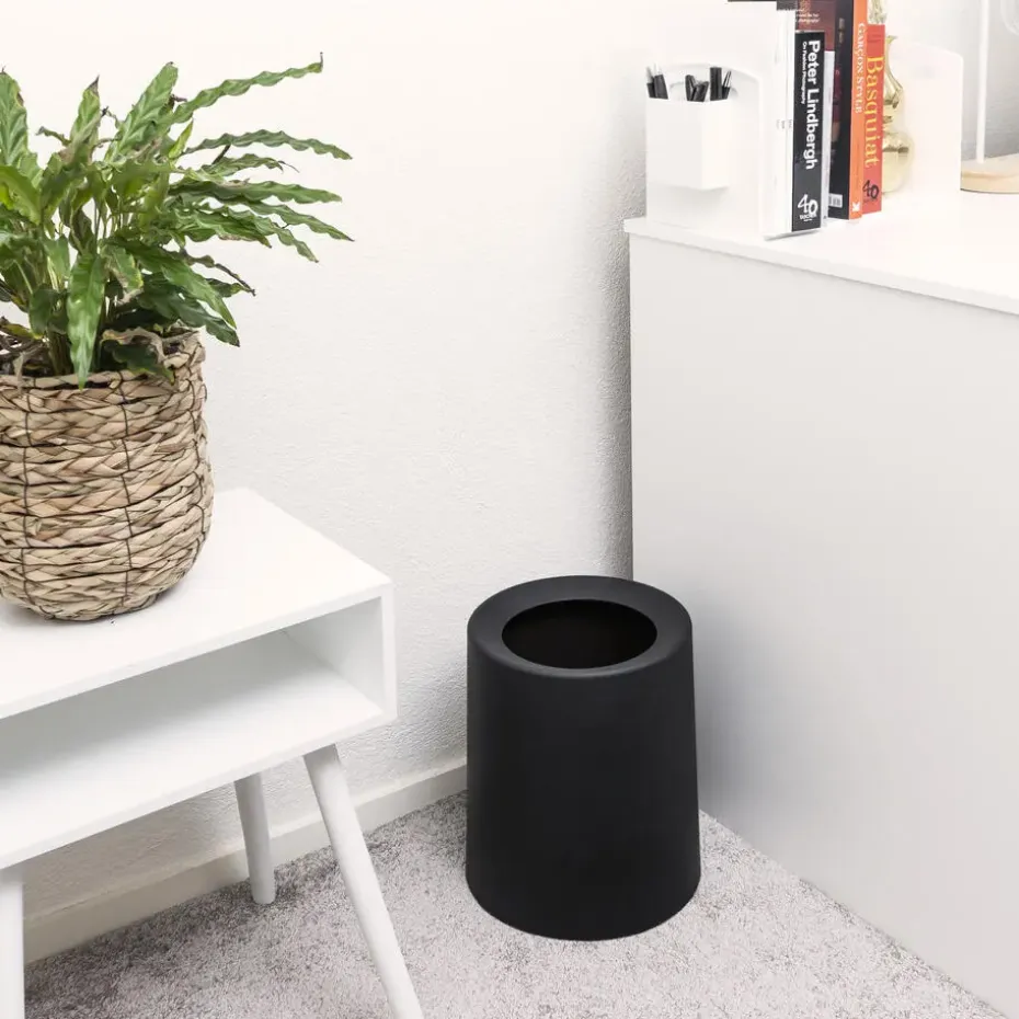 QUVIO Prullenbak plastic met binnenemmer - 12 L - Zwart