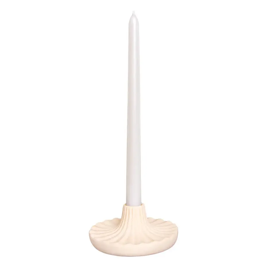 QUVIO Ronde kandelaar - Keramiek - Beige
