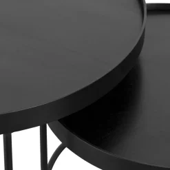 QUVIO Salontafel Sara - Set van 2 - FSC® mangohout - Metaal - Zwart