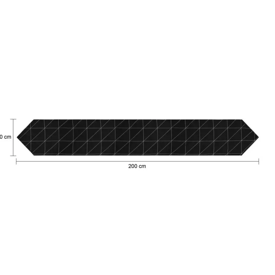 QUVIO Tafelloper - 200 x 30 cm - Grafische print - Katoen & Linnen - Zwart