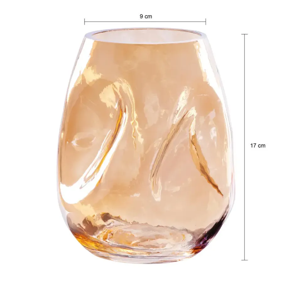 QUVIO Vaas gekreukt - Maat S - Glas - Beige