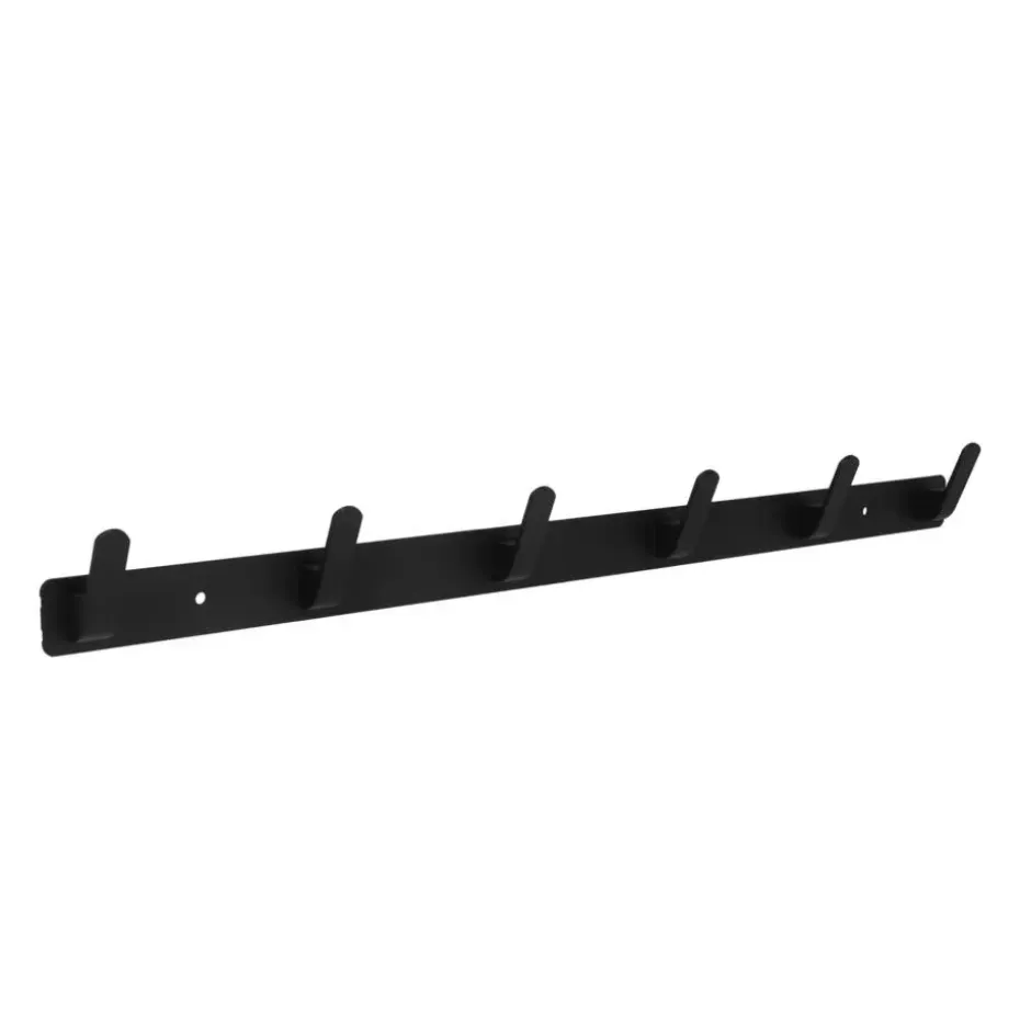 QUVIO Wandkapstok met 6 haken - Aluminium - Zwart